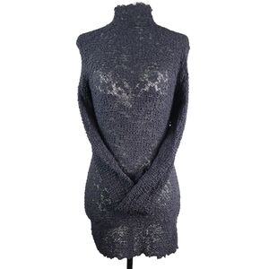 Wolford wrinkled/popcorn lace up mockneck long sleeves bodycon mini dress/top